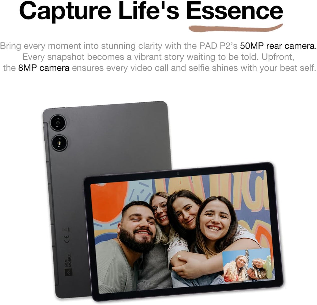 AGM PAD P2 11 inch Android 14 Tablet, 90Hz 480 Nits 1920 * 1200 FHD+ IPS Display, MTK G99, Widevine L1 Certified, Quad Box Stereo Speakers, 7850 mAh, 16(8+8)GB + 256GB[TF 2TB], GPS, Compass, OTG, WiFi