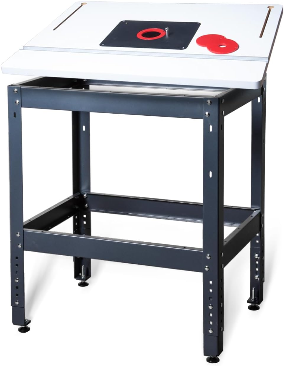 POWERTEC 24'x32' Router Table Top w/Tool Stand, Router Plate and Insert Rings, 400lb Capacity Heavy Duty Router Table Stand with Adjustable Leveling feet (UT1006C)