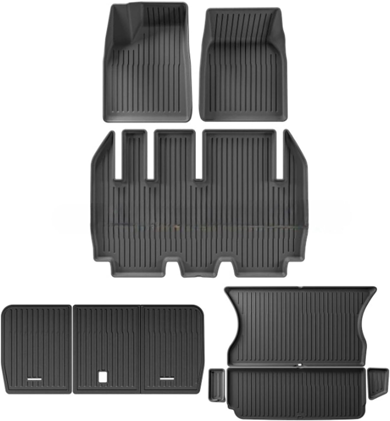 Compatible for Tesla Model X 2024 5/6/7 Seat TPE 3D Car Floor Mats Cargo Liner Trunk Pad Waterproof Protective Left Rudder(5seats 9PCS)