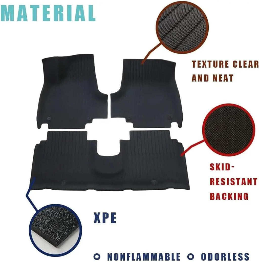 All Weather XPE Floor Mat Cargo Liner Compatible with Hyundai Ioniq 5 2021-2024 Cargo Liner Rear Cargo Tray Trunk Back Seat Cover LHD(Red 7 Wire Right,Slide)