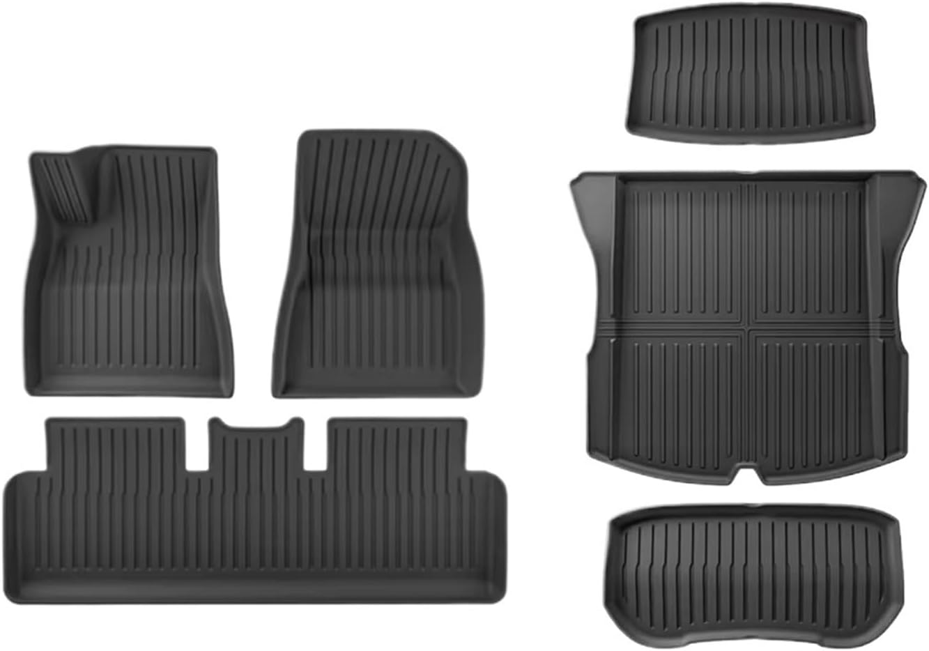 TPE 2024 2025 Compatible with Tesla Model 3 Highland Floor Mats All Weather Front Rear Cargo Liner Mat Waterproof Anti-Slip Mats Accessories(6pcs LHD)