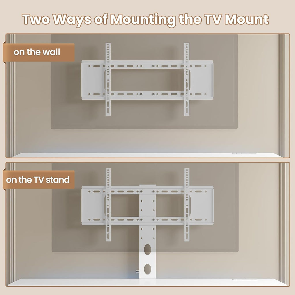 ADORNEVE TV Stand with Mount and Power Outlet, TV Mount for 32/45/55/60/65/70 inch TVs, Modern LED TV Stand with 6 Drawers,White Entertainment Center for Living Room,Bedroom