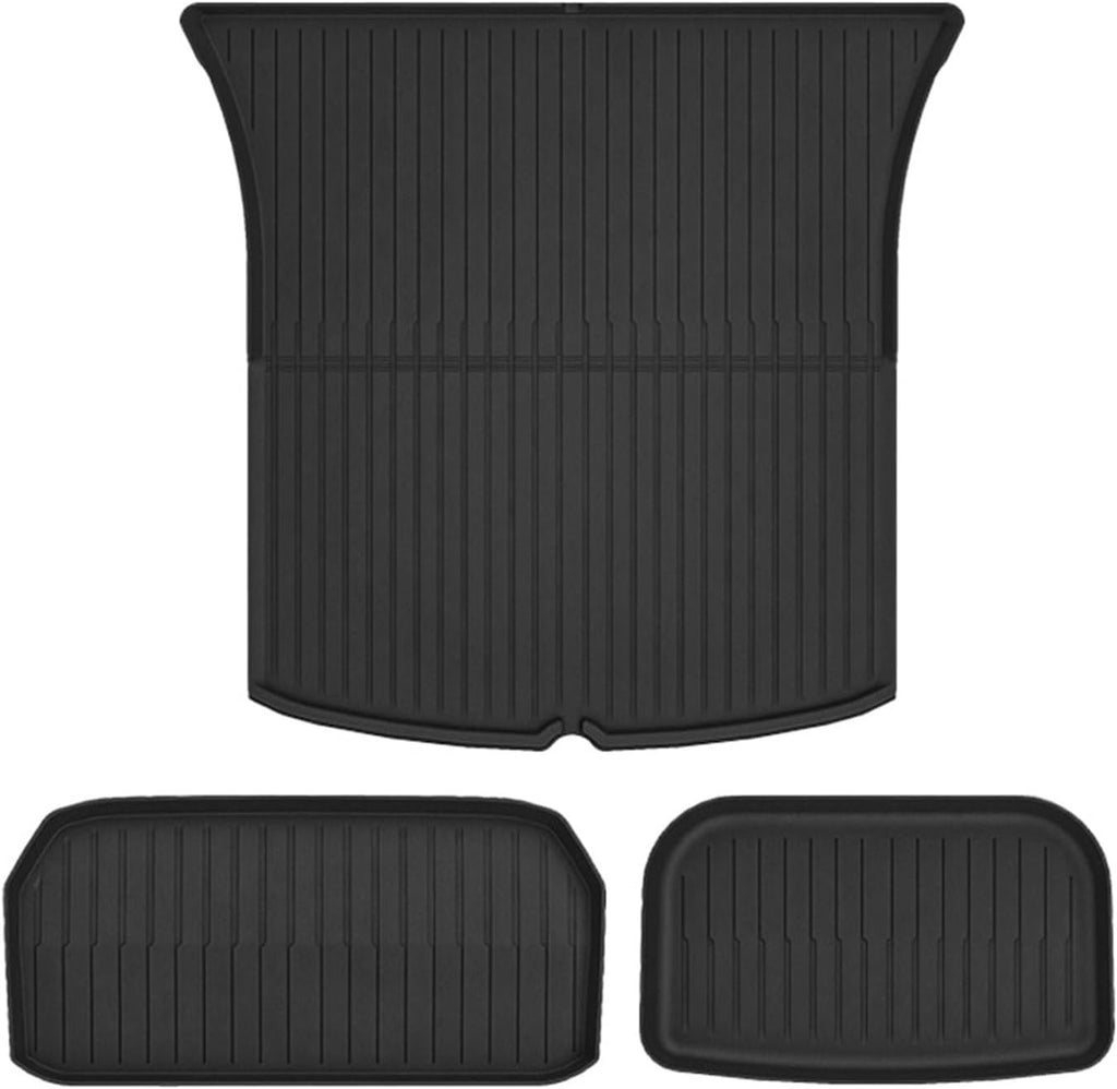 Compatible for Tesla Model 3 Highland 2024 TPE Full Cover Floor Mats with Door Sill Protector, Full Set Floor Liners Cargo Liner Seat Back(3PCS Trunk Mats)
