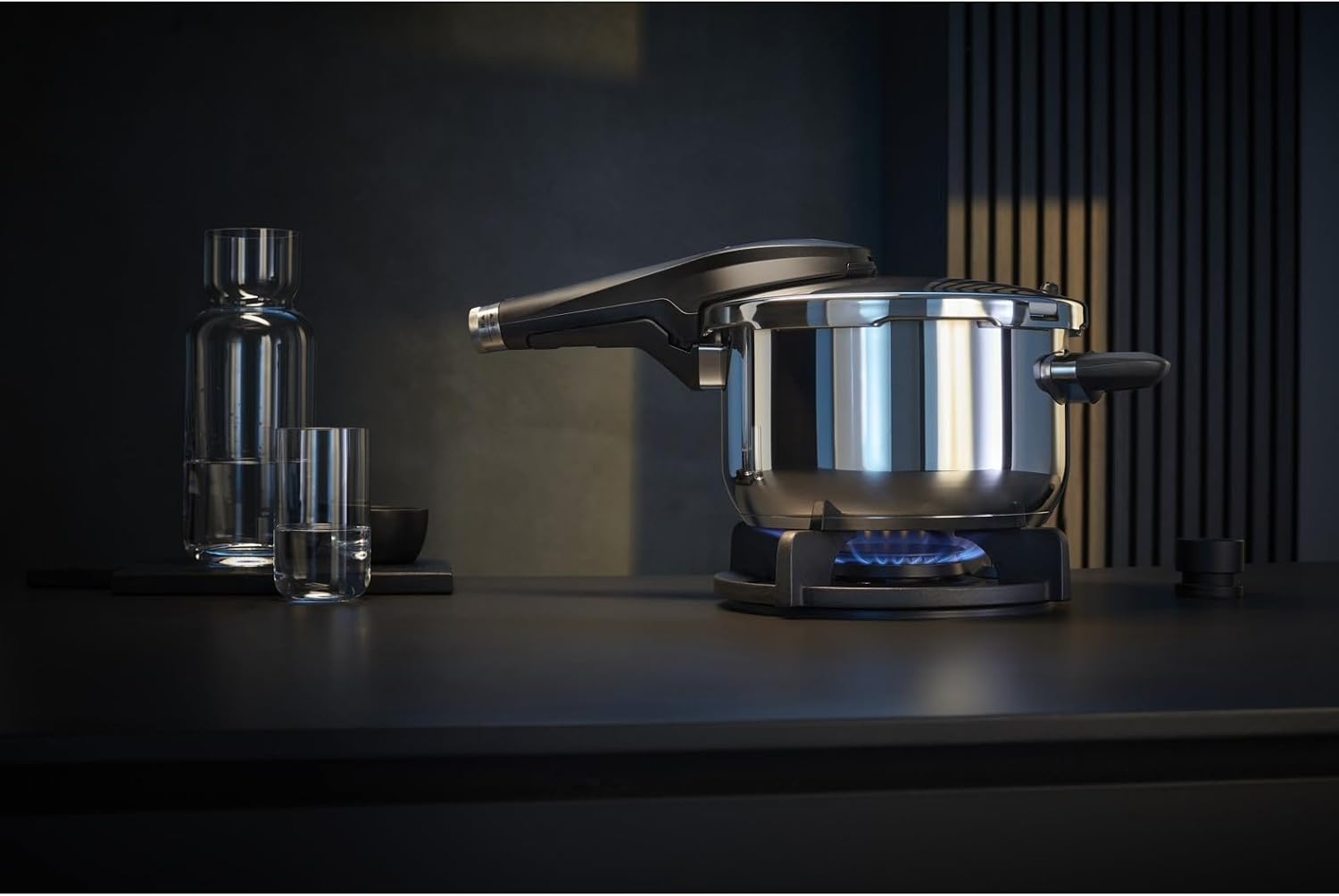 WMF Perfect Pressure Cooker 8.5 L Premium Polished Stainless Steel 2 Cooking Levels All-in-One Rotary Knob, Dishwasher Safe, Diameter 22 cm Suitable for Induction, Stainless Steel, Silver