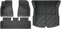 TPE Floor Mats & Cargo Liner, 3D Cyber Style Waterproof Anti-Slip Trunk Mat Backrest Mats Compatible with Tesla Model 3 Highland 2024 2025(4PCS LHD Set)