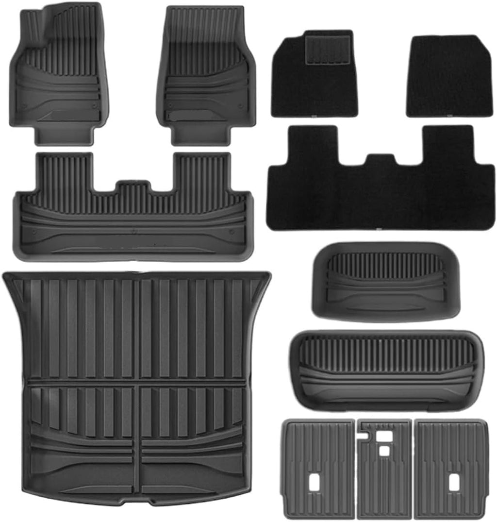 Compatible with Tesla Model Y Launch 2025+ Juniper TPE Floor Mats & Cargo Liner, All Weather Trunk Mats Floor Liner Backrest Mats LHD(Only 2pcs Light)