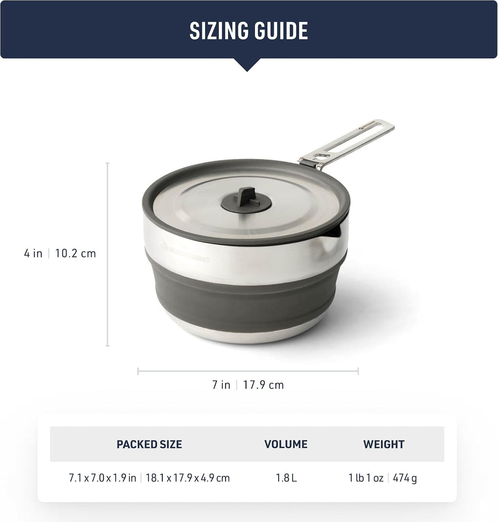 Sea to Summit Detour Stainless Steel Collapsible Pouring Pot, 1.8 Liters