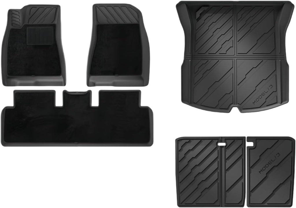 TPE Floor Mats for Tesla Model 3 2024 Highland All Weather Cargo Liner Frunk Trunk Backseat Protector Pad(9pcs Set)