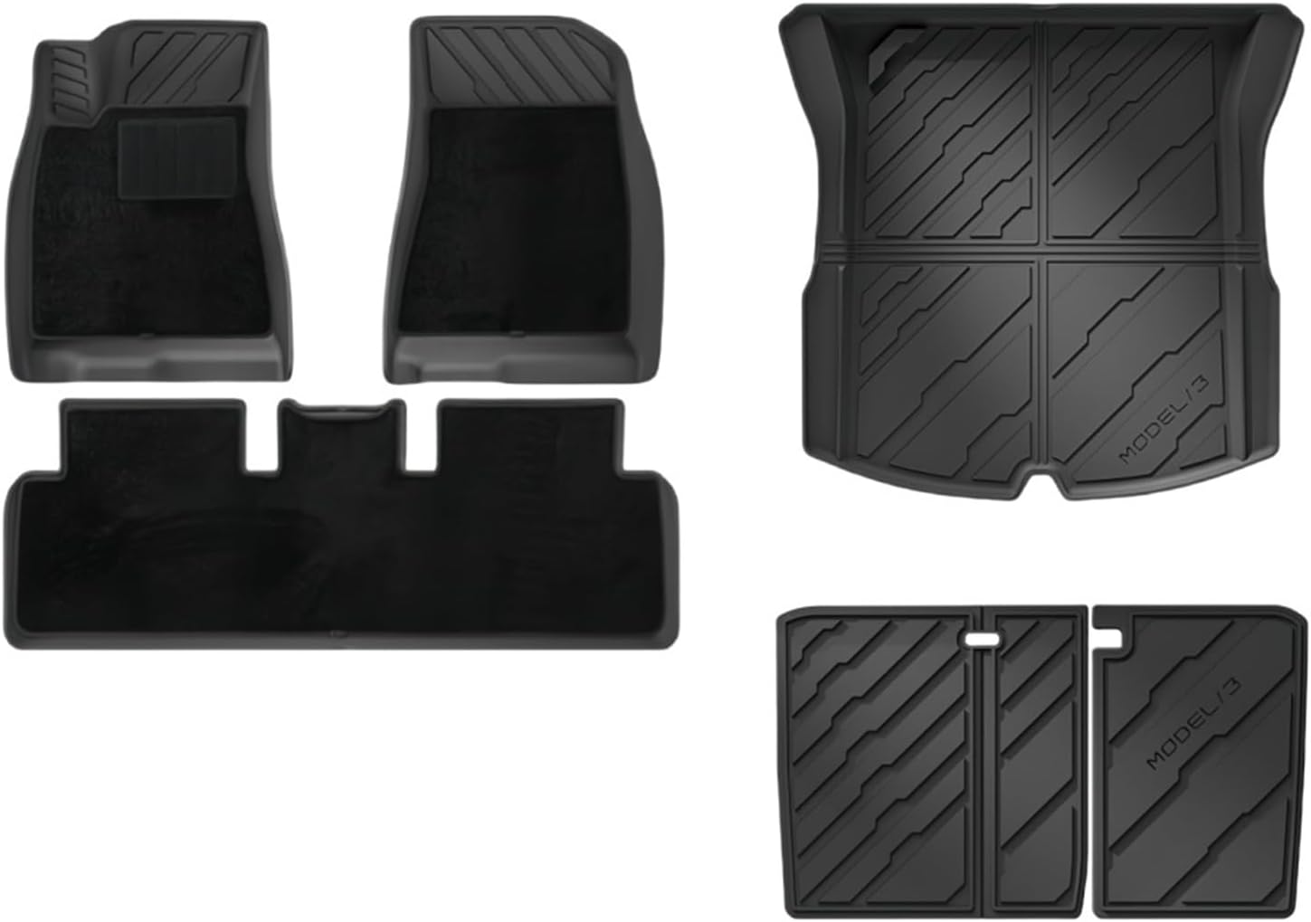TPE Floor Mats for Tesla Model 3 2024 Highland All Weather Cargo Liner Frunk Trunk Backseat Protector Pad(9pcs Set)