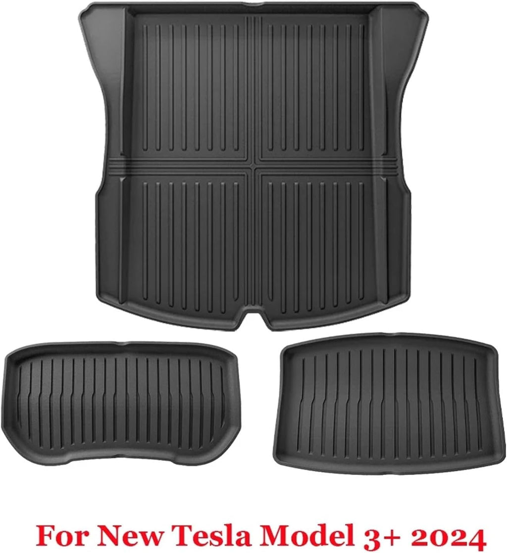 for 2024 2025 Tesla Model 3 Highland Floor Mats TPE All Weather Front Rear Cargo Liner Mat Waterproof Anti-Slip Accessories(2024 M 3 TM)
