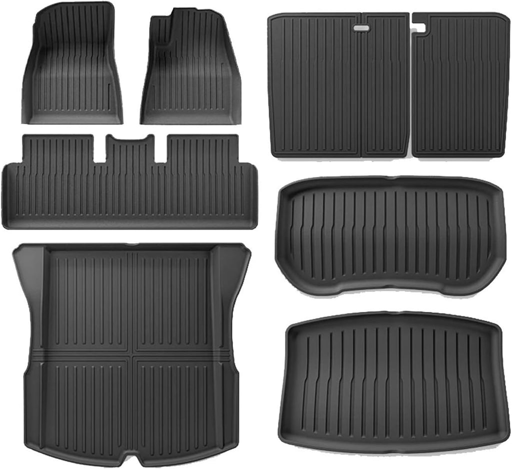 TPE Rubber Floor Mats 2024 Compatible with Tesla Model 3 Highland All Weather Waterproof Non-Slip Cargo Liner Trunk Mats Accessories(M3H RHD 8PCS)