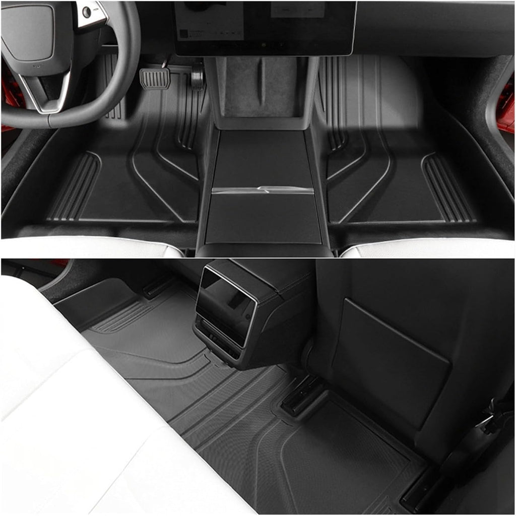 All-Weather TPE Floor Mats Compatible with Tesla Model 3 Highland 2024 Generation Full Set Cargo Liner and Rear Seat Back Mats LHD(8pcs LHD)
