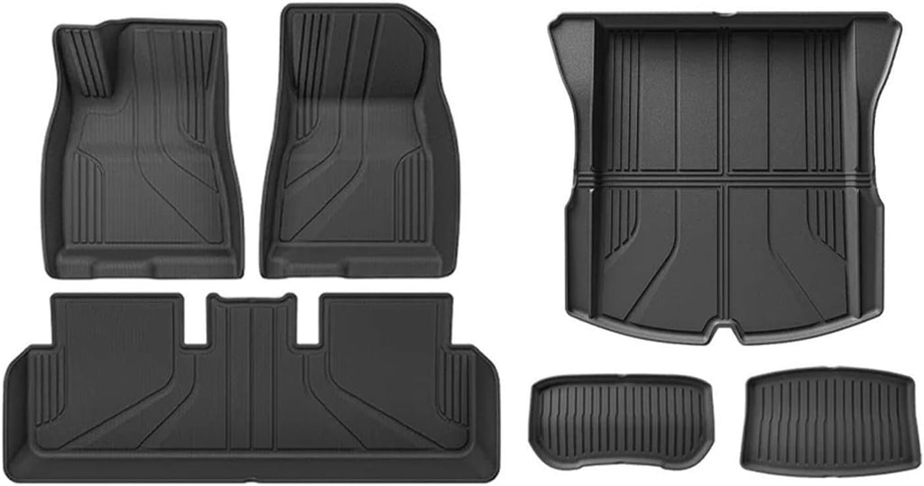 Floor Mats | Compatible with Tesla Model 3 Highland 2025 TPE All Weather Cargo Liner Water Resistant Single Double Layer Mats Accessories(SN-M3H FL 6PCS LHD)