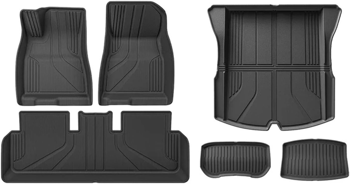 Floor Mats | Compatible with Tesla Model 3 Highland 2025 TPE All Weather Cargo Liner Water Resistant Single Double Layer Mats Accessories(SN-M3H FL 6PCS LHD)