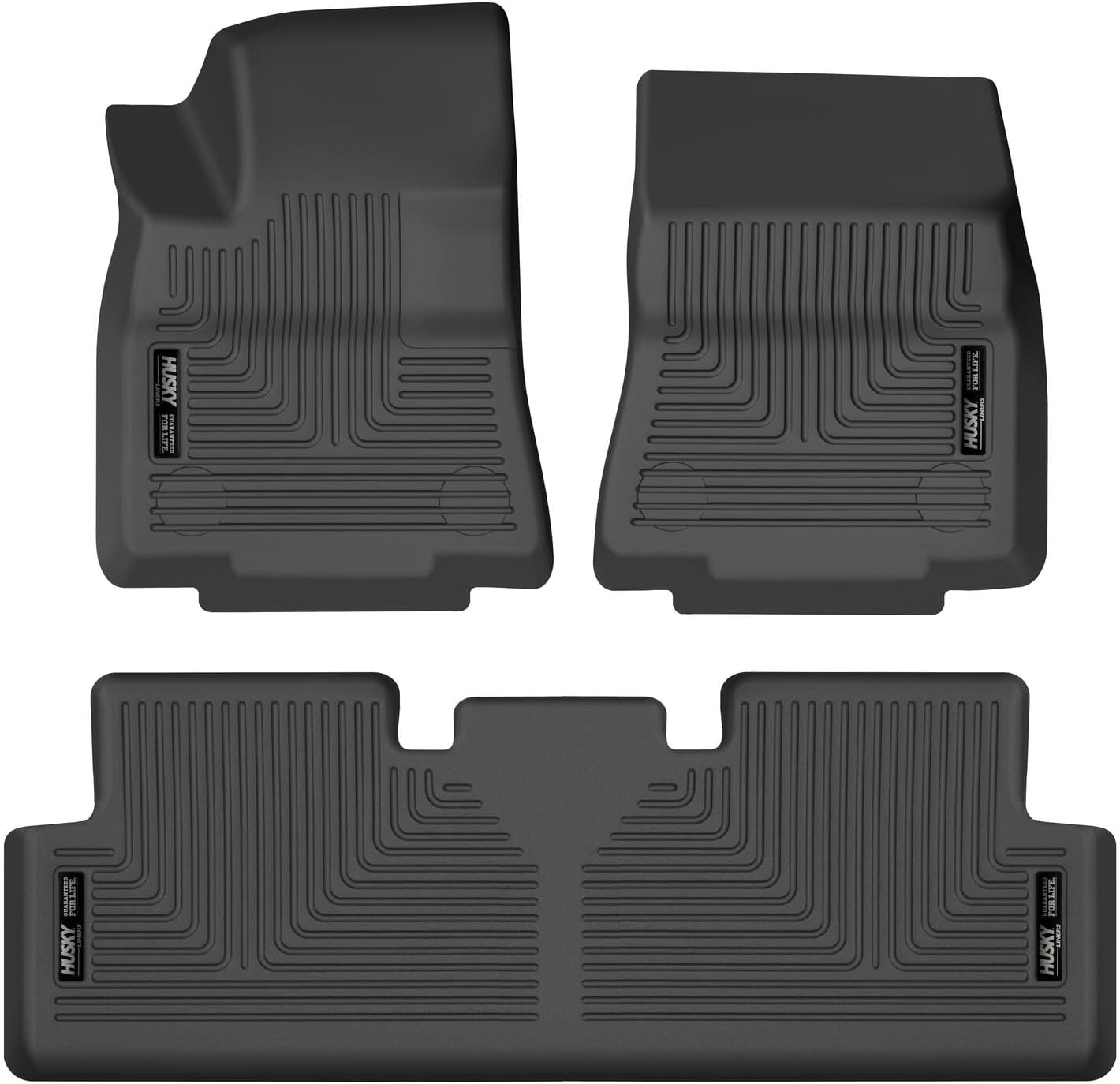 Husky Liners Weatherbeater Floor Mats | Fits 2020-2025 Tesla Model Y | Front & 2nd Row, 3-pc Black - 95211