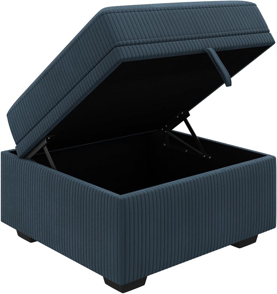 HONBAY Square Ottoman Module for Modular Sectional Sleeper Sofa, Storage Ottoman Footrest and Seat Cube, Velvet Blue