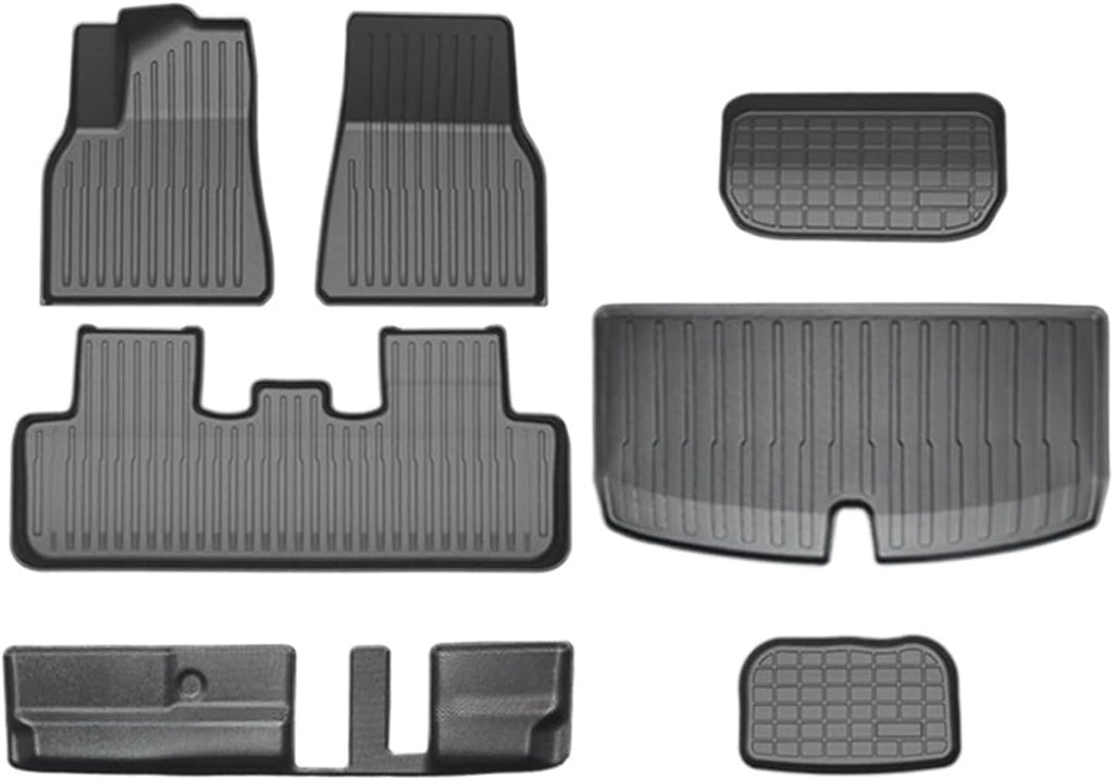 for Tesla Model Y 7 Seater and 5 Seat All Weather TPE Waterproof Slip Floor Mat Cargo Liner 2020-2023 Accessories(Y-7-Seat FT-7-LHD)