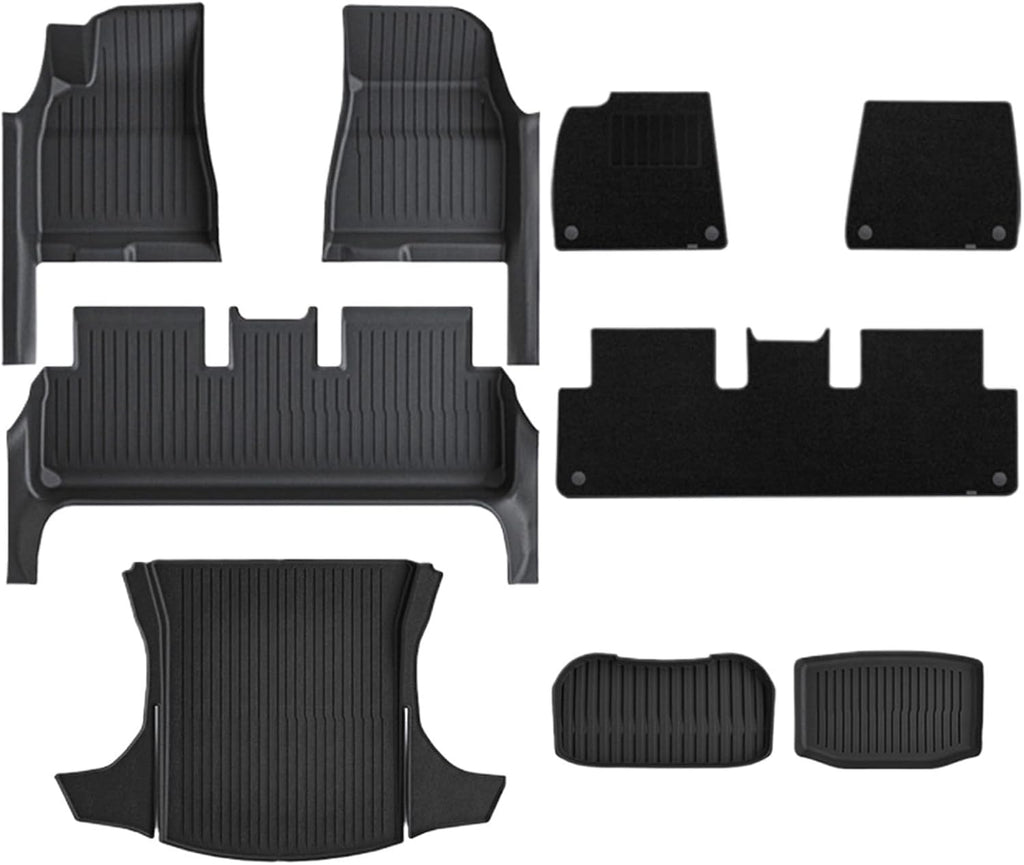 TPE Floor Mat with Door Sill Protector for Tesla Model 3 Highland Trunk Mats Cargo Liner for 2025 2024 Accessories(DLFM-9PCS)