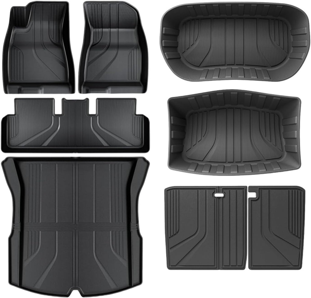 TPE Floor Mats Compatible with Tesla Model 3 Highland 2024 High Edge Trunk Mats Cargo Liner Rear Seat Back Mats LHD(3pcs Trunk mat)