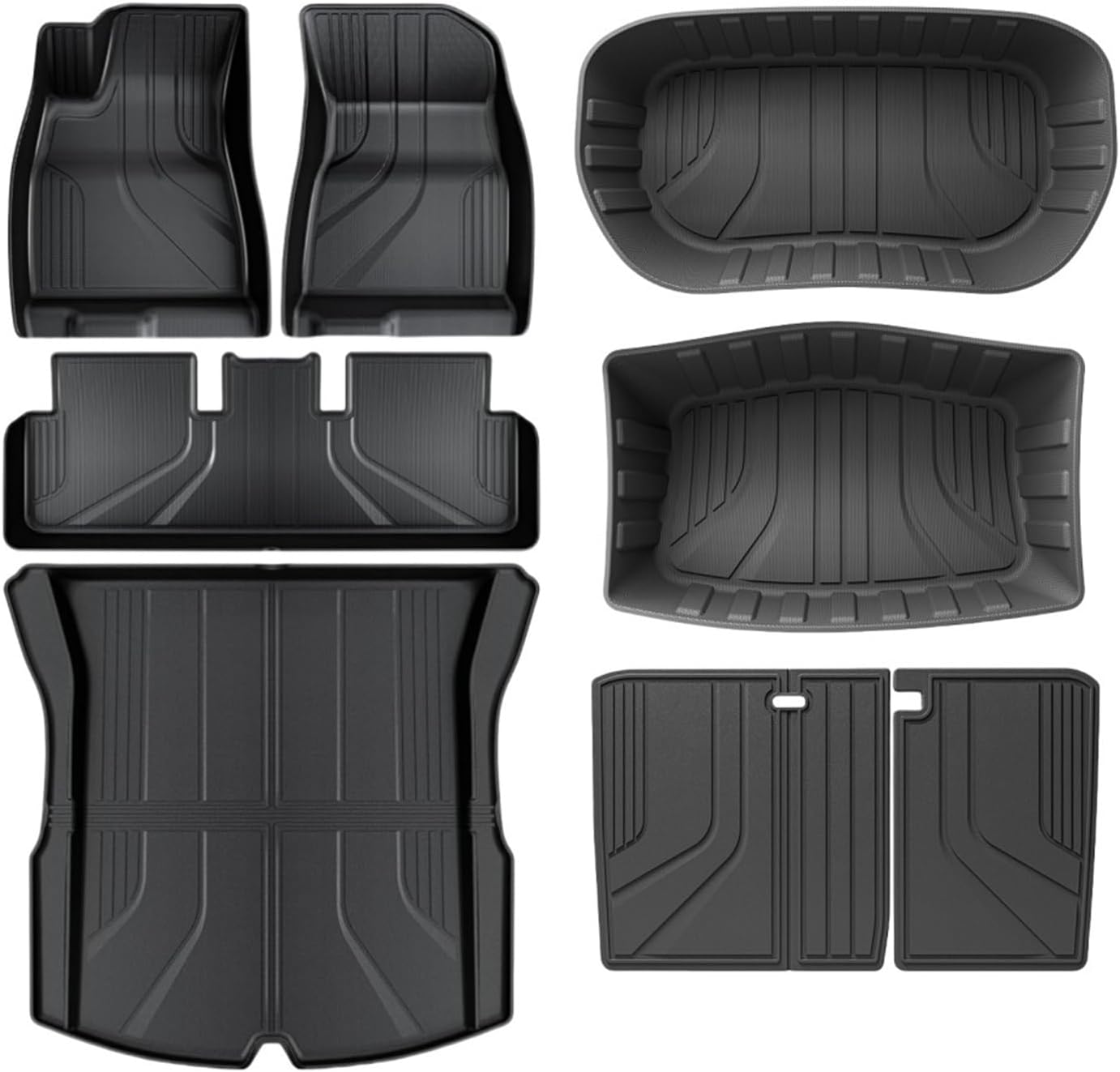TPE Floor Mats Compatible with Tesla Model 3 Highland 2024 High Edge Trunk Mats Cargo Liner Rear Seat Back Mats LHD(3pcs Trunk mat)