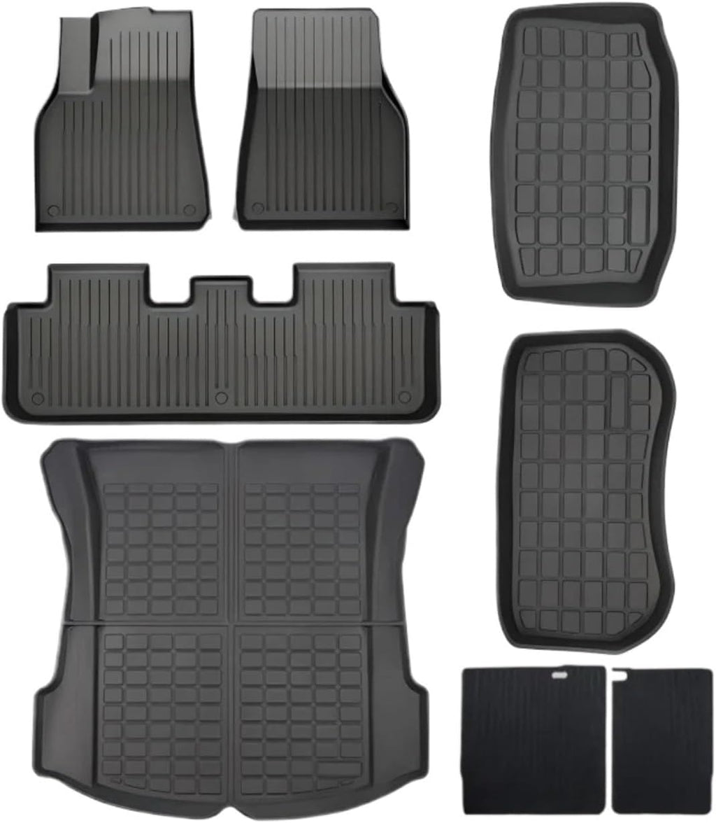 XPE Floor Mats Compatible with Tesla Model 3 2021-2024 Highland All Weather Trunk Mat WP Cargo Liner Left Right Rubber(Only 2pcs Light)