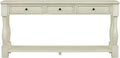 Merax LUMISOL 64 inch Long Console Sofa Table with 3 Drawers and Bottom Shelf, Hallway Table Entryway Table for Living Room, Easy Assembly (Antique White).
