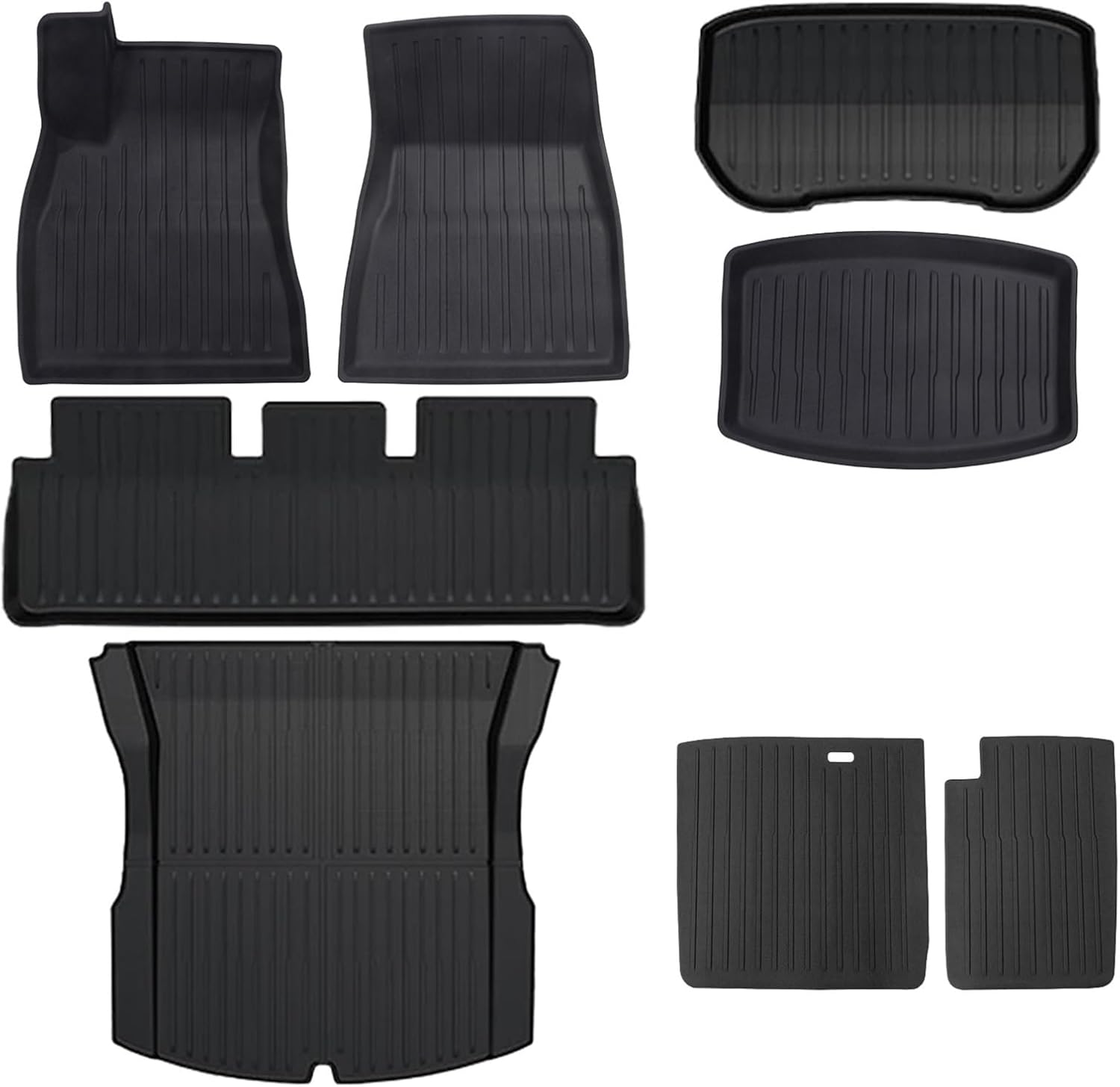 TPE Floor Mats & Cargo Liner Compatible for Tesla Model 3 Highland 2024, All Weather Waterproof Anti-Slip Trunk Mats TPE Floor Liners(8PCS LHD)