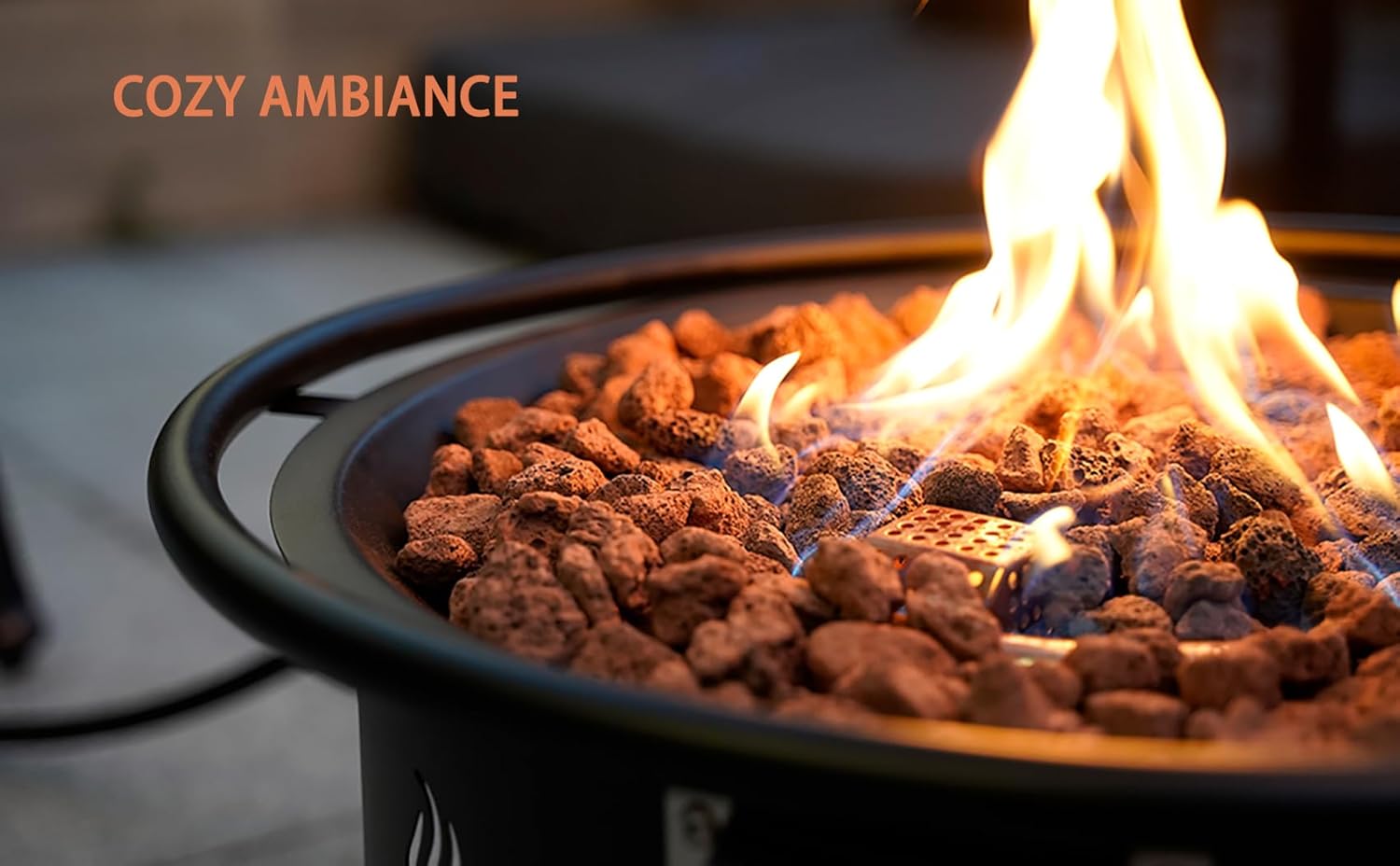 Propane Gas Fire Pit 22¡±, Portable Smokeless Fireplace with 12Ft Hose & Lava Rocks, FirePit for Patio Backyard Bonfire Camping RV Tailgating Beach Party, 55000BTU, #FP001