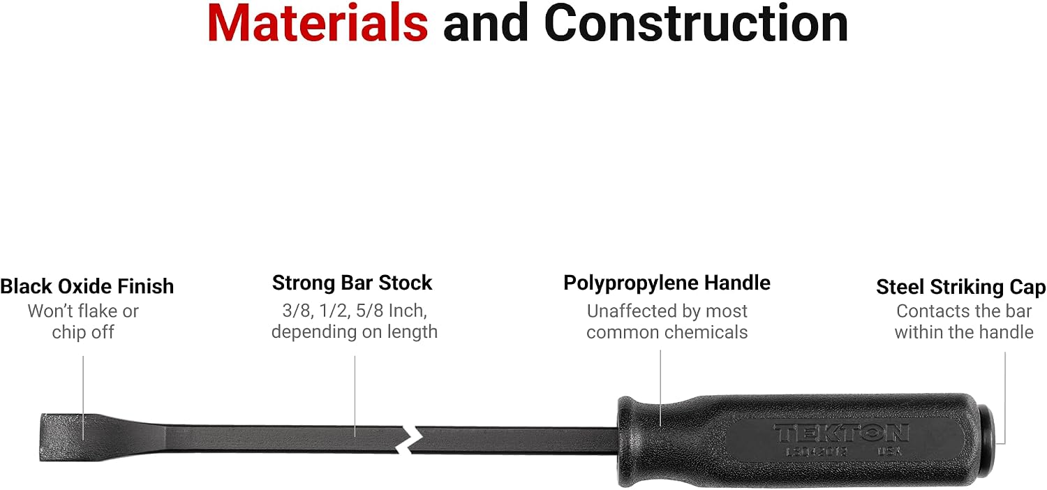 TEKTON Angled End Handled Pry Bar Set with Wall Hanger, 6-Piece (8, 12, 17, 25, 36, 45 in.) | LSQ96505