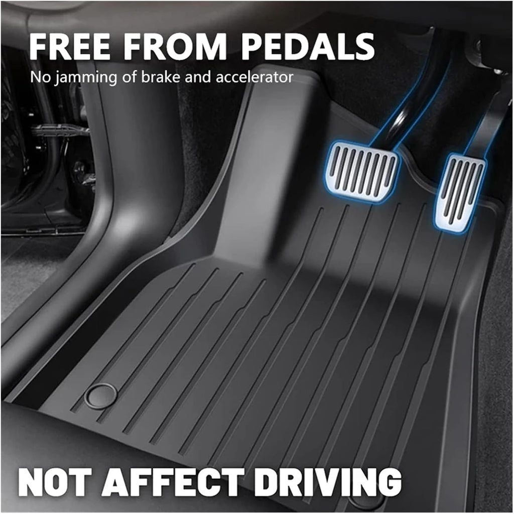 Floor Mats for Tesla Model 3 Y 2021-2024 5-Seater Custom Fit All Weather Heavy Duty TPE Cargo Liner Trunk Accessories(Y TPE LHD 4PCS)