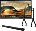 SYLVOX Outdoor TV with Rolling Stand & Soundbar, 43 inch 4K UHD QLED Smart TVs, Weatherproof, IP56 Waterproof, 1000 Nits Partial Sun, Support Google Assistant, Wide Viewing Angle (2026 Model)