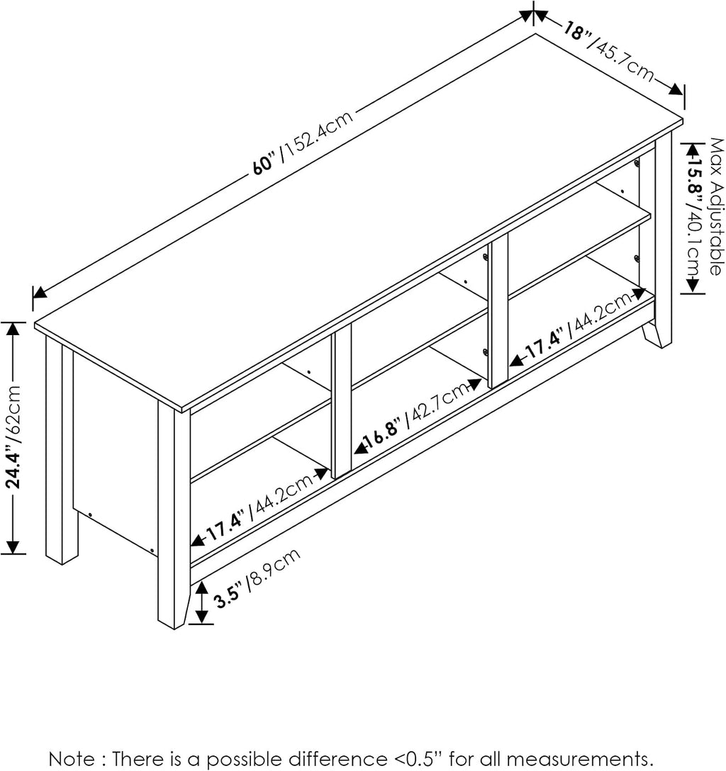 Furinno Jensen TV Stand with Shelf, 65-Inch, French Oak Grey