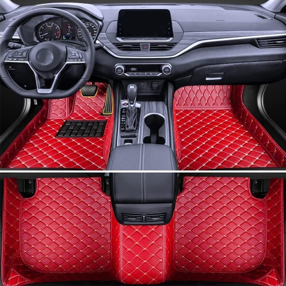 Car Floor Mats for Jeep Wrangler JKU 4-Door JK Unlimited 2011-2014 2015 2016 2017 (LHD), Full Coverage Anti-Slip Waterproof Carpet All Weather Protection Car Mats Liner Accessory,C-Red