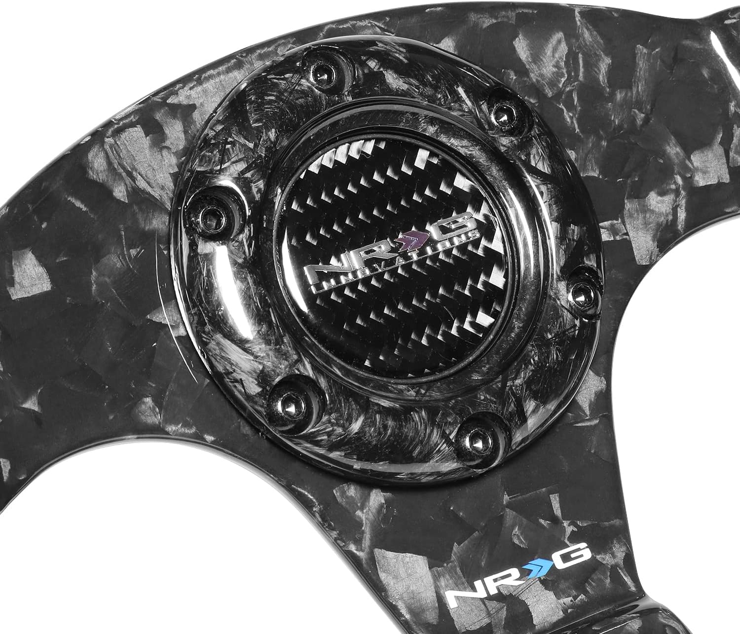 NRG Innovations NRG-ST-009FC-BK Carbon Fiber Steering Wheel Shinny Black Forged 320mm, 3 Spoke Flat Bottom Wheel
