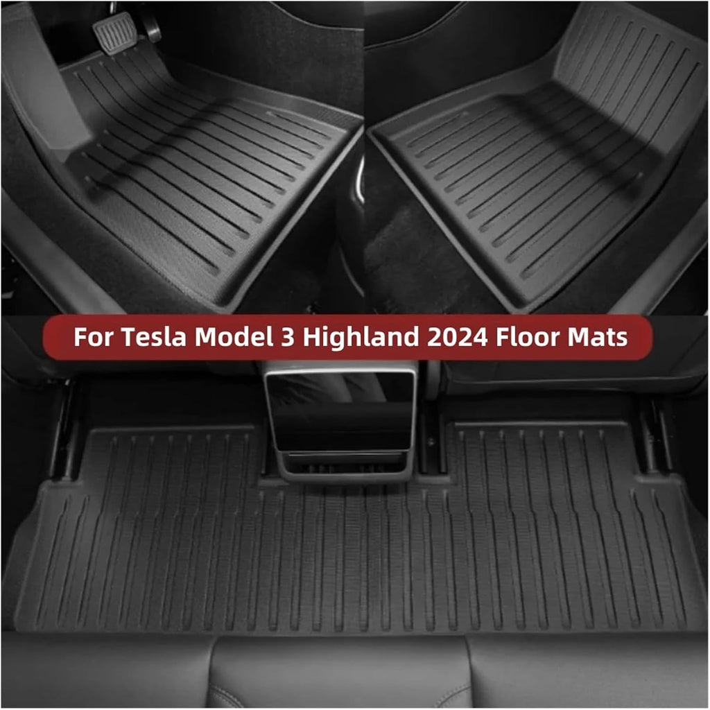 Compatible with Tesla Model 3 2024 Highland Floor Mats Cargo Liner Waterproof Anti-Slip Trunk Mat TPE Pads Left Right Rubber Accessories(RHD 3pcs)