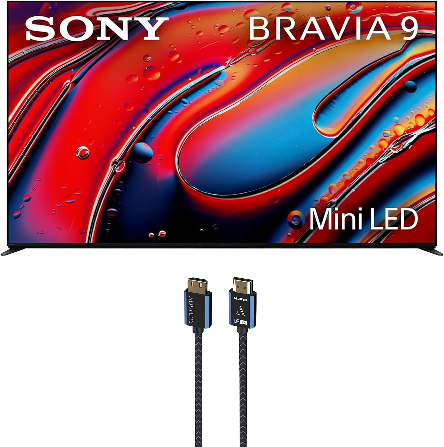 Sony K75XR90 75 Inch XR90 Series Bravia Mini LED HDR QLED 4K Google TV with an Austere 5S-4KHD2-2.5M V-Series 2.5m Premium 4K HDR HDMI Braided Cable (2024)