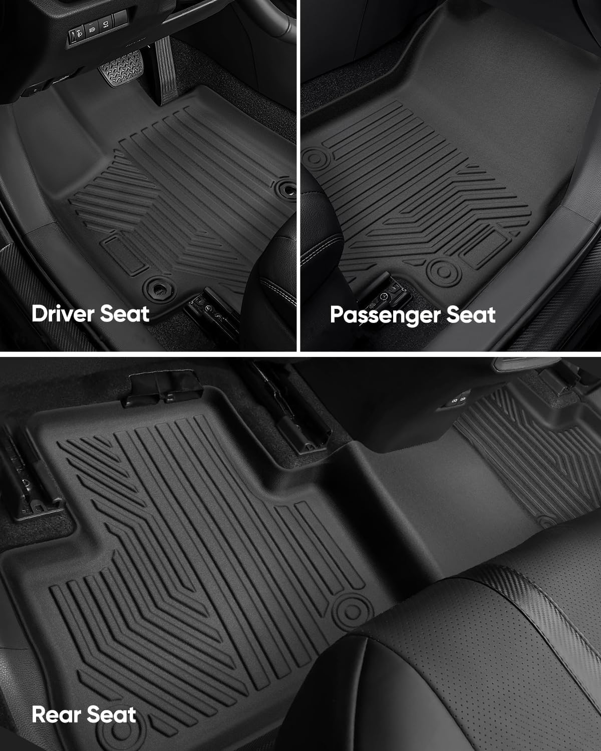 CreekT® Floor Mats for Toyota Rav4 2019-2025(Include Hybrid)-All Weather Full Set Waterproof Heavy Duty TPE Cargo Liner Back Seat Cover Backreat Protector for Toyota Rav 4 Accessories LE XLE Limited