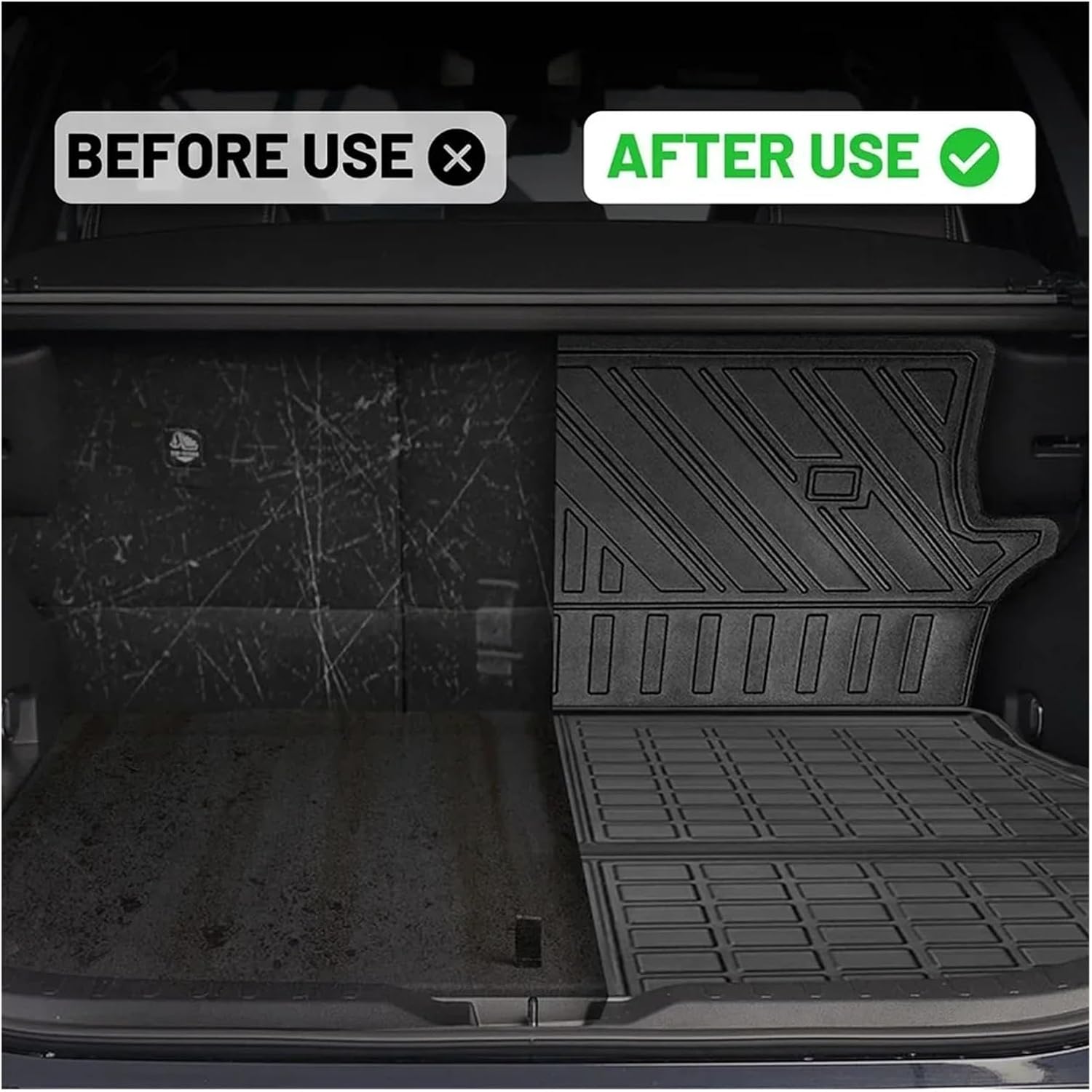 Floor Mat Cargo Liner Backrest Mat 2019-2024 2025 Compatible with Toyota Rav4 All-Weather Floor Liners Trunk Mat Back Seat Cover Compatible with Rav 4(LHD-6Pcs,Gasoline)