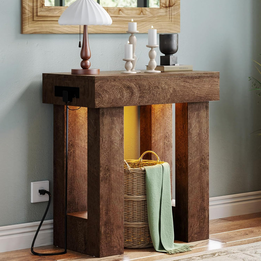 Unikito 32' Entryway Table with Socket and Sensor Light, Narrow Console Table with Storage Behind Couch, Farmhouse Entryway Table for Hallway, Behind the Couch, Living Room, Foyer