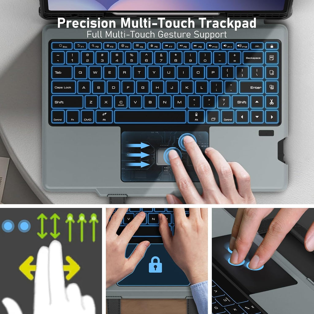 Nillkin Carry Go for Samsung Galaxy Tab S10 Plus Detachable Keyboard Case with 7 Backlit, Kickstand, Trackpad, S Pen Holder,S10+ S9+ Plus Tablet Keyboard 12.4''