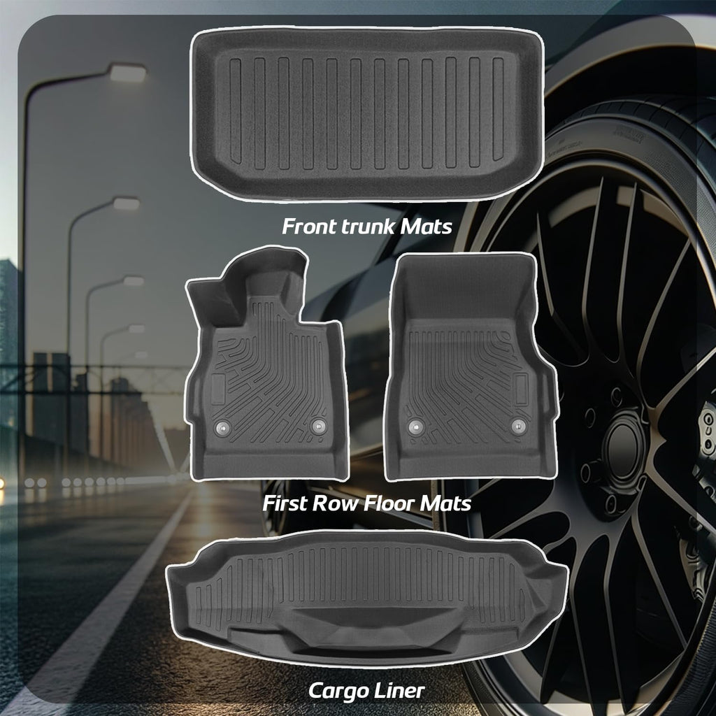 Floor Mats Compatible with Chevy Corvette C8 2020-2025, All Weather Protection Duarble TPE Cargo Liner Accessories Compatible with Chevy Corvette C8 2020 2021 2022 2023 2024 2025