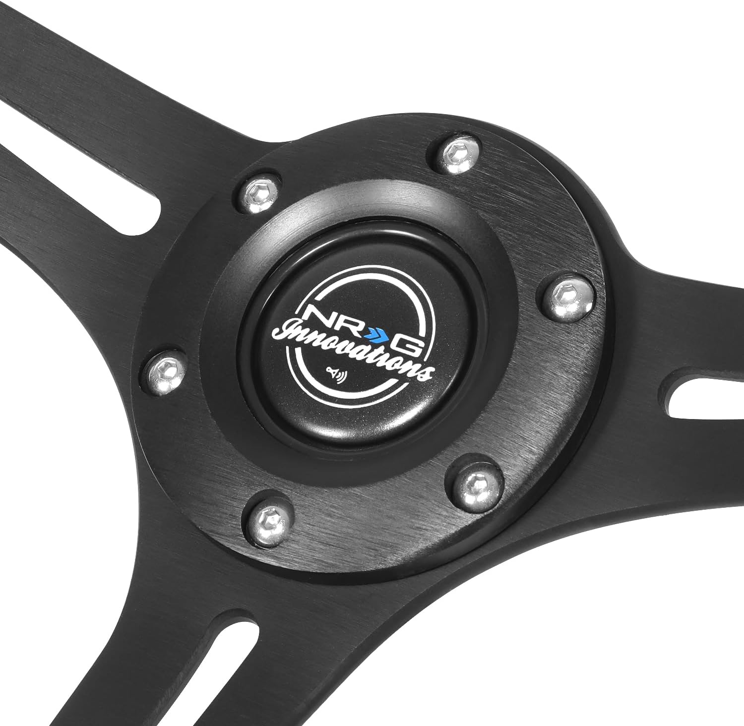 NRG Innovations NRG-RST-030SA Reinforced Steering Wheel - 350mm Sport Steering Wheel (2.5' Deep) - matte black spoke/Micro Suede with Slits