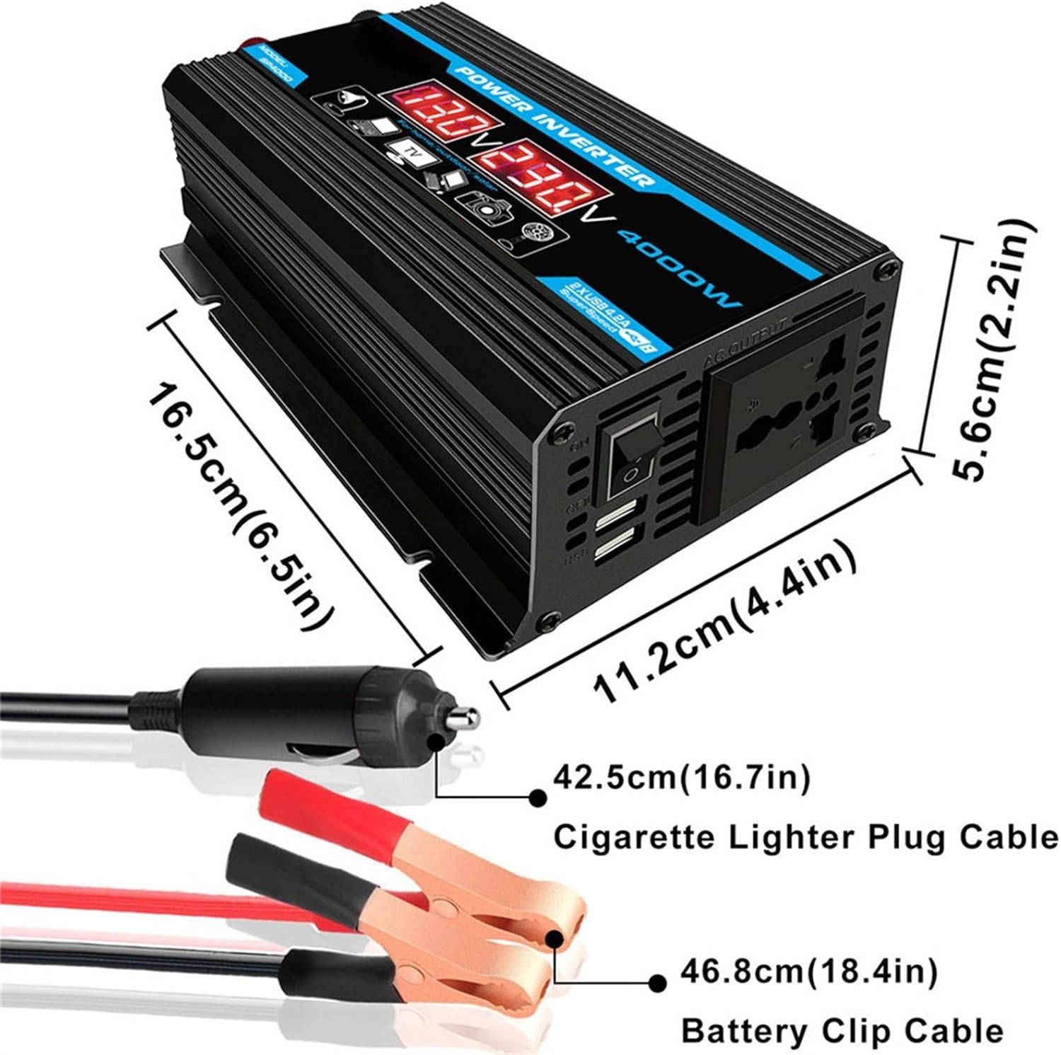 4000W 12V to 110V/220V Inverter Controller Solar Panel Kit 30A Controller + 18w12v Solar Panel Solar System Combo Solar Generator Home Grid System(Black,12V-110V)