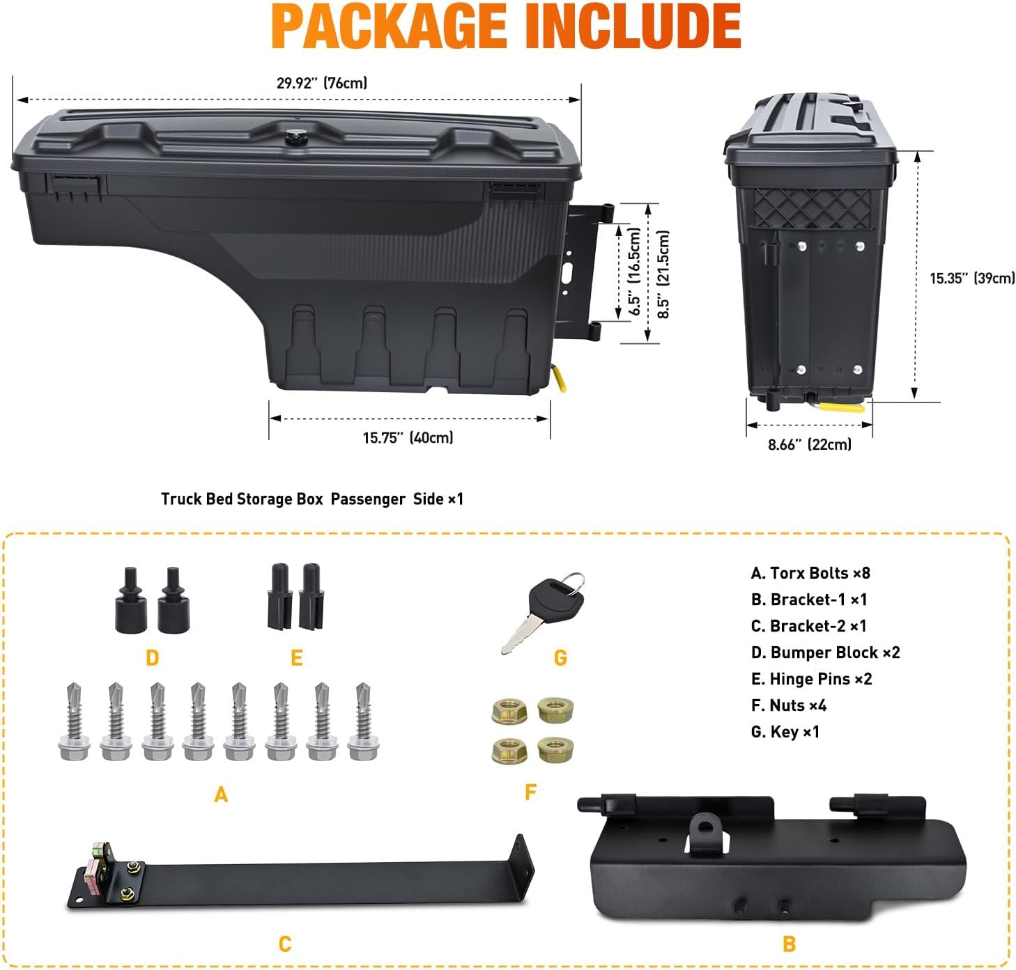 Nilight Truck Bed Tool Box Right Passenger Side Truck Tool Box Fit for Toyota Tundra 2007-2021 ABS Swing Case Truck Bed Storage Box with Lockable Lid Waterproof Wheel Well Toolbox Black