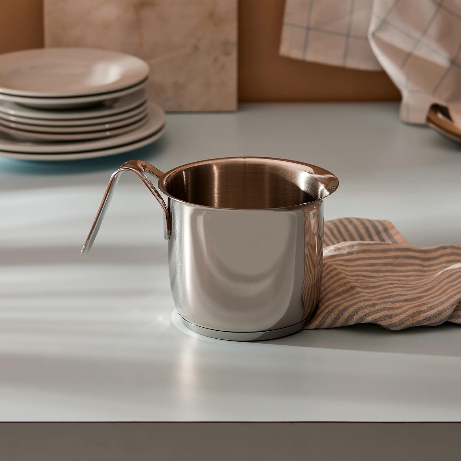 A Di Alessi,AJM302 'POTS & PANS', Milk boiler in 18/10 stainless steel mirror polished,2 qt ¼ oz