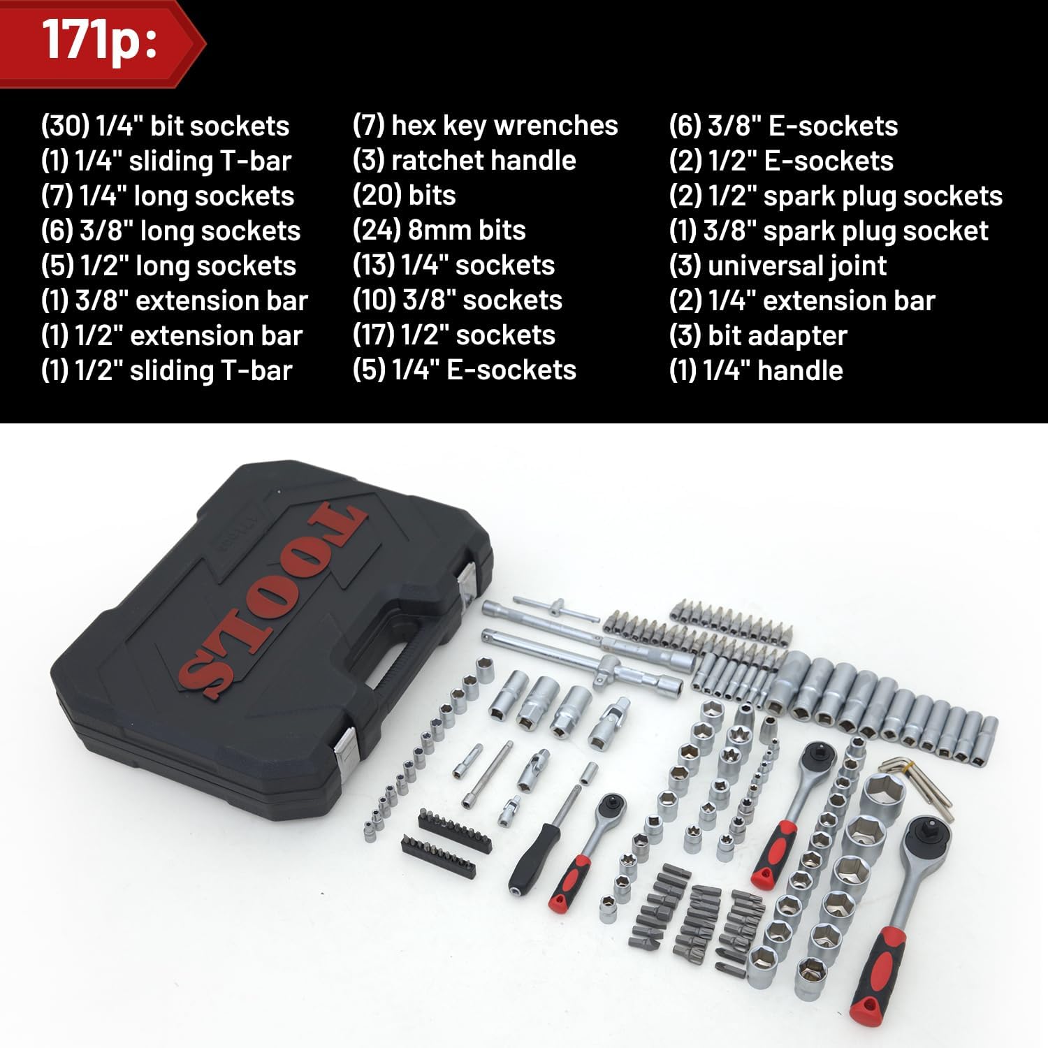 Hantinstom Ultimate Sockets Set Comprehensive Hand Tool Set Perfect for Home Essentials College Dorm Car Emergency Kit Ideal Apartment Essentials & Men's Tools Gift