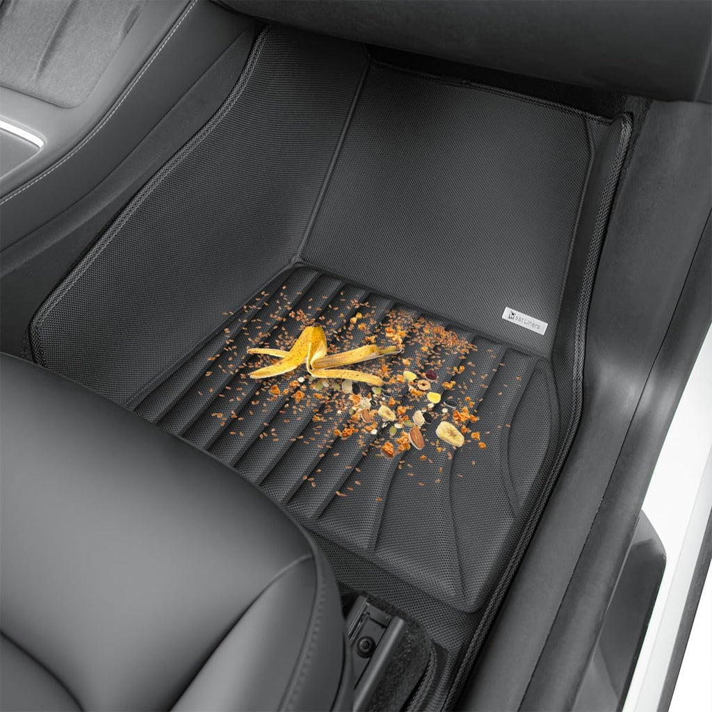 3PCS Extreme Coverage Floor Mats for Tesla Model Y (2021-2025) – Full 360° Cabin Protection, GapZero Fit with TrackGuard Rail Protection (Does NOT fit 7-Seat & Juniper)