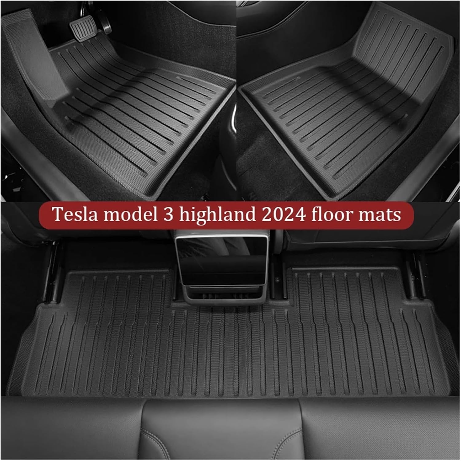 Car Floor Mats Cargo Liner Waterproof Anti-Slip Trunk Mat TPE Pads Accessories，Compatible for Tesla Model 3 2024 Highland(for Model 3 9Pcs Mats)