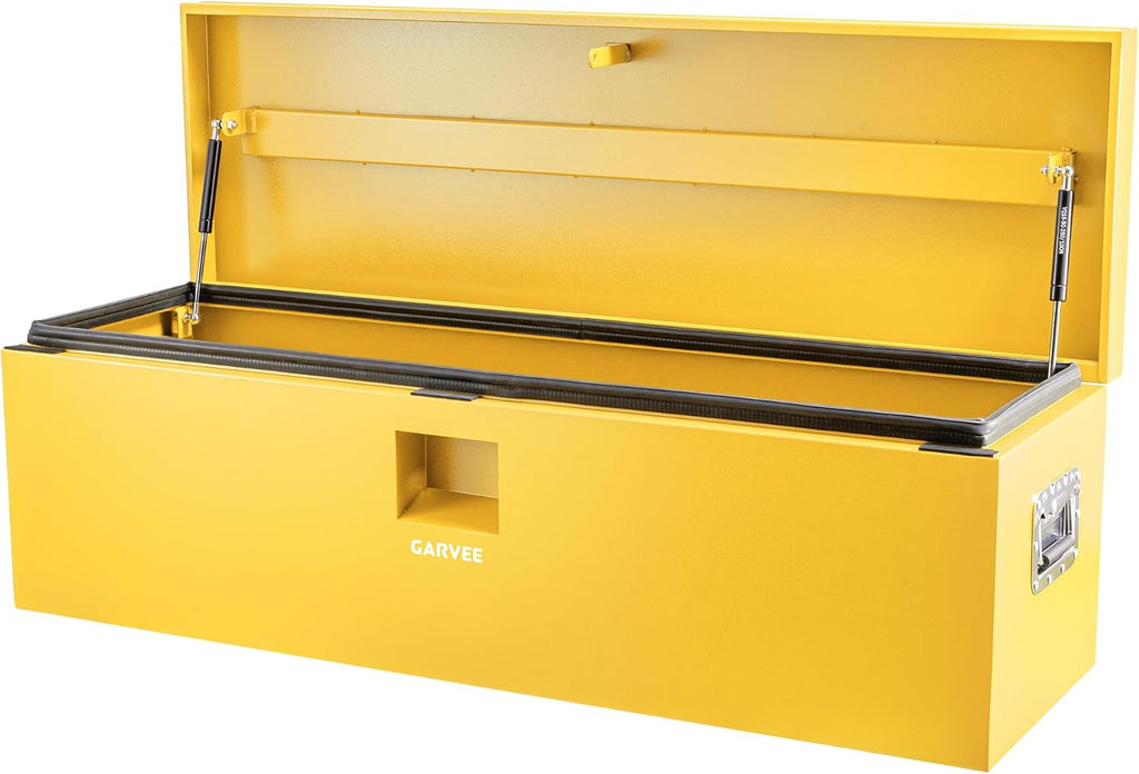 Garvee Steel Truck Tool Box Heavy Duty Truck Bed Toolbox w/Dual Lids, Lockable & Weatherproof, Fits for Pickup, Truck Bed, RV, Trailer