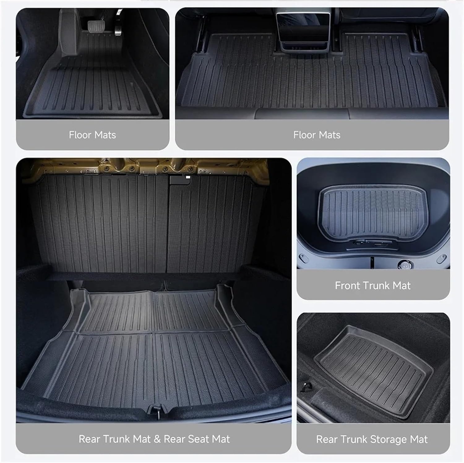 Floor Mat Compatible with Tesla Model 3 Highland 2024-2026 Accessories Anti-Slip Waterproof Cargo Liner Luggage TPE Mat Model 3 Highland(3Pcs Trunk Mats)